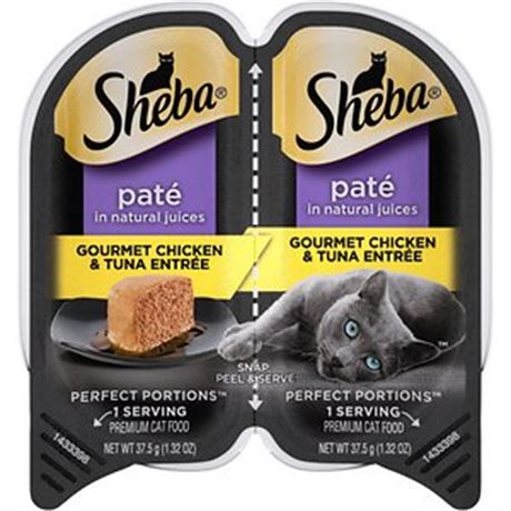Sheba Perfect Portions Gourmet Chicken and Tuna Entree Wet Cat Food, 2.64 Oz.,