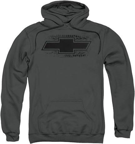 LARGE - Trevco Chevrolet Bowtie Burnout Unisex Adult Pull-over Hoodie for Men an