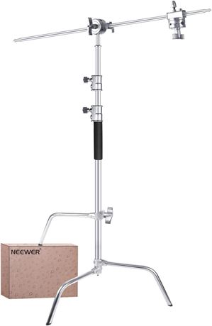 NEEWER C Stand with Boom Arm & Sliding Legs, Pro 100% Stainless Steel Stand Max