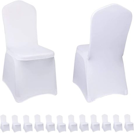 12 Pcs - White Chair Covers for Party, White Chair Covers for Wedding, Spandex C
