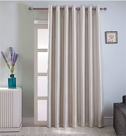 GYROHOME Extra Wide Blackout Curtain for Sliding Glass Door, Faux Silk Blackout