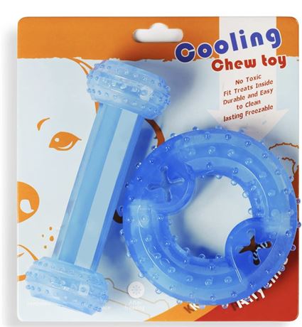 Puppy Teething Chew Toys, Freezable Puppy Teething Toy, 1 Teething Ring +1 Bone