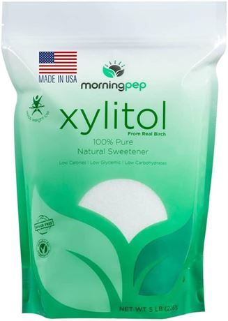 5 LB/ 2267g- Morning Pep Pure Birch Xylitol (Keto Diet Friendly) Sweetener (Not