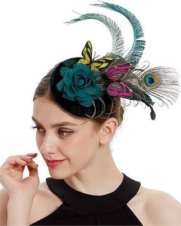 Coucoland Fascinators Hat for Women Pillbox Tea Party Hat Kentucky Derby Butterf