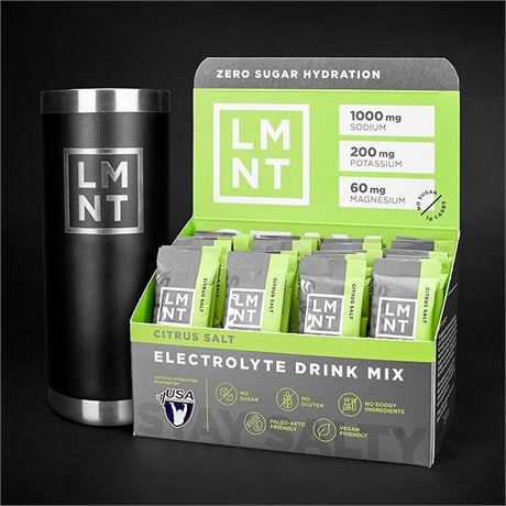 LMNT Electrolyte Drink Mix | Hydration Powder| Citrus Salt | 30 Stick Packs