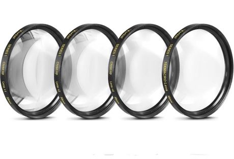 58mm Close-Up Filter Set (+1, 2, 4 and +10 Diopters) Magnification Kit for