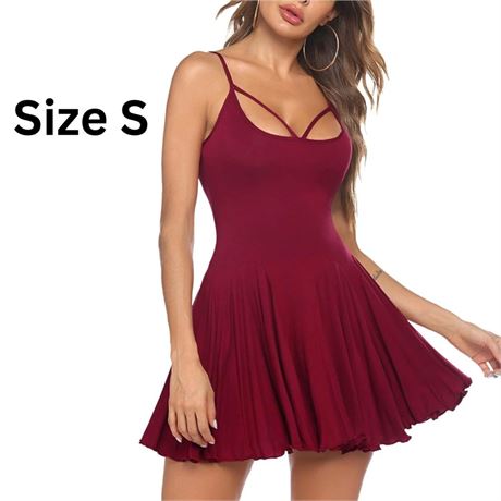 Size S, ADOME Women's Sleeveless Adjustable Strappy Summer Beach Swing Dress
