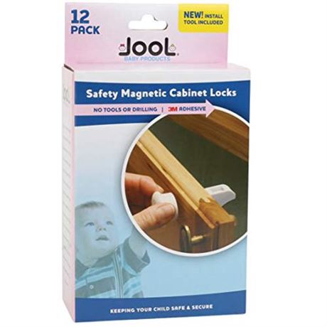 Jool Baby Toddler Magnetic Cabinet Locks, Discreet, Damage-Free Adhesives, Easy