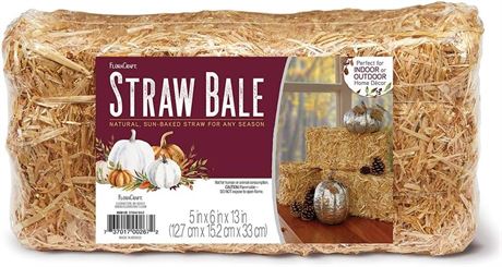 FloraCraft Straw Bale, 6-Inch by 5-Inch by 13-Inch, Natural