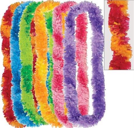 Amscan 310121 Party Favors, Two Tone Fringe Lei, Multicolor, 36", 6ct
