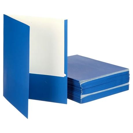 50-Pack, Two Pocket Portfolio Folders, Blue, Letter Size Paper Folders, by Bette