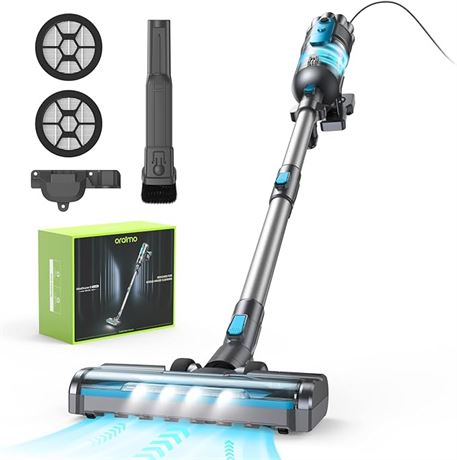 Oraimo Stick Vacuum, 600W Corded Stick Vacuum with LED Motorized Floor Brush, 6