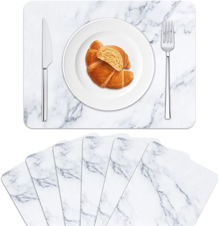 Set of 6 - Marble Plastic Placemats Marbles Table Mats Marble Theme Place Mats W