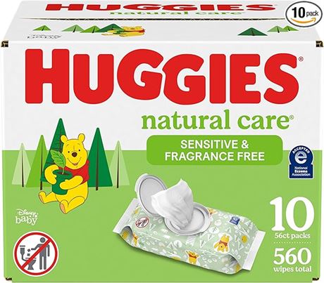 Huggies Natural Care Sensitive Baby Wipes, Unscented, 560 WIPES