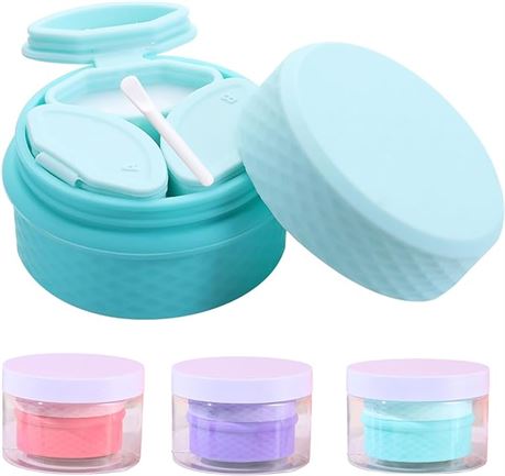 3pcs - Travel Silicone Makeup Containers Set, Refillable Empty Silicone Cream Ja