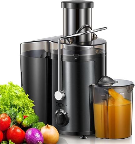 Qcen Juicer Machine, 500W Centrifugal Juicer Extractor with Wide Mouth 3” Feed C