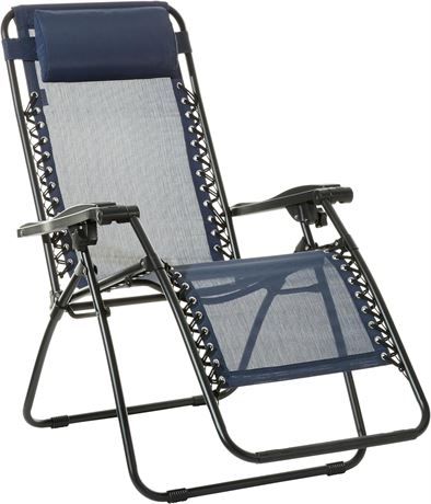 Amazon Basics Outdoor Zero Gravity Lounge Folding Chair, Blue