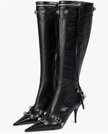 Women's Stiletto Black Knee High Boots  38