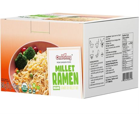 BB 08/25 ONETANG Organic Millet & Brown Rice Ramen Noodle, Gluten-Free Pasta, Wh