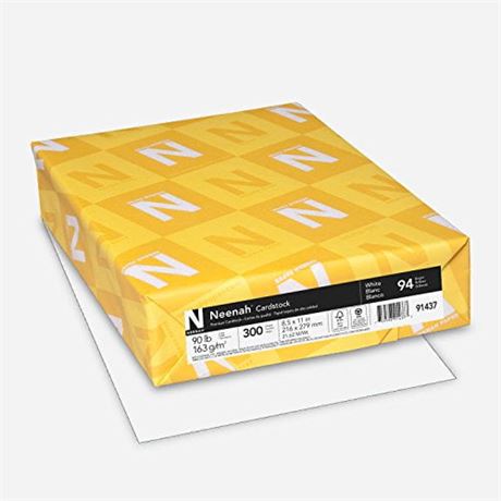 300 Sheets - Neenah Cardstock 8.5" X 11", 90 Lb/163 Gsm White 94 Brightness (914