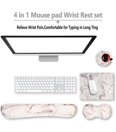 ARTSO Keyboard Wrist Rest and Mouse Pad with Wrist Support Set Ergonomic Coaster