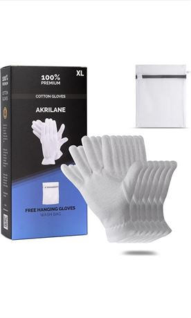 XL Extra Large 2 Pairs 100% Premium Cotton Gloves for Dry Hands