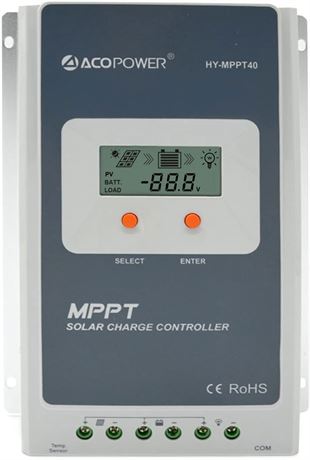 ACOPOWER 40A MPPT Solar Charge Controller 100V Input HY-MPPT40A with LCD Display
