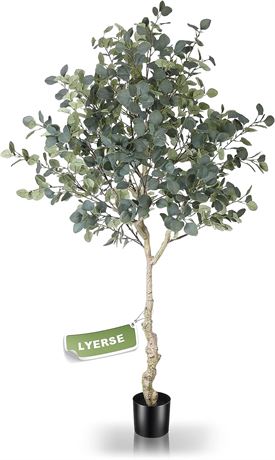 LYERSE 6ft Artificial Eucalyptus Tree in Plastic Nursery Pot, Tall Faux Eucalypt