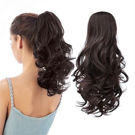 HEWEICSY Ponytail Extension,16" Claw Hair Extensions Long Curly Ponytail Clip