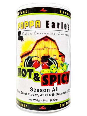 Poppa Earle's Hot & Spicy Season-all 8oz (Cajun Seasoning Company) PACK OF 2