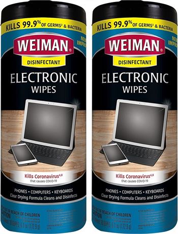 30 Count (Pack of 2) Weiman Electronic Wipes - Non Toxic Safely Clean