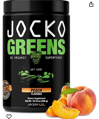 Jocko Fuel Greens Powder (Peach Flavor) - Organic Greens & Superfood Powder for