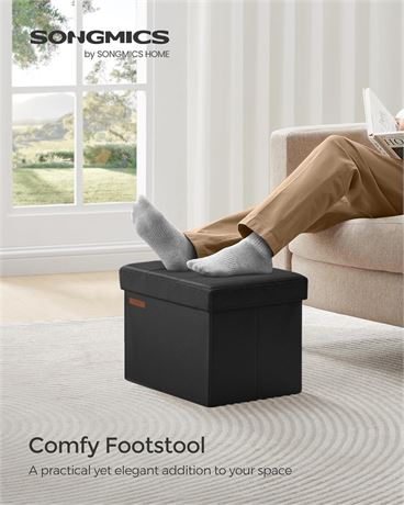 SONGMICS Folding Storage Ottoman, Storage Bench, Cube Footrest, ours is Grey