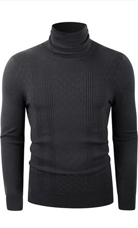 Size-M, Derminpro Men's Slim Fit Soft Knitted Thermal Turtleneck Pullover