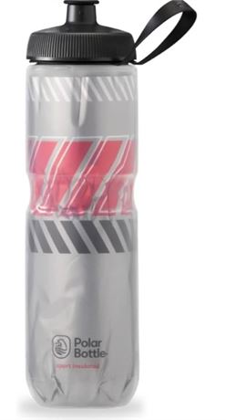 Polar Bottle - 24oz Tempo - Silver & Red - Insulated Water Bottle for Cycling &