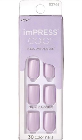 imPRESS No Glue Mani Press On Nails, Color, 'Picture Purplect', Violet, Short Si
