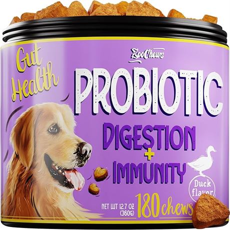 180 Chews (360g) - Probiotic Chews for Dogs - Soft Chews with Pumpkin, Papaya an
