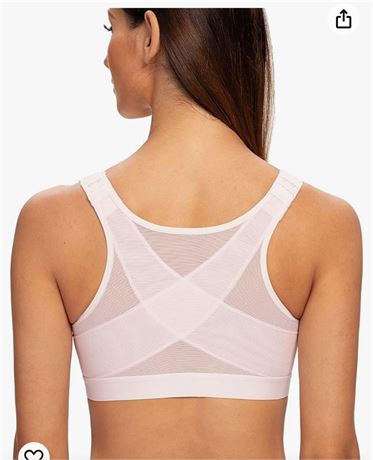 MELENECA Women's Front Closure Wirefree Post Surgery Plus Size Back Support Post