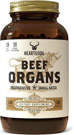 HEART&SOIL Beef Organs Complex Grass Fed Liver, Heart, Kidney, Pancreas 180  CAP