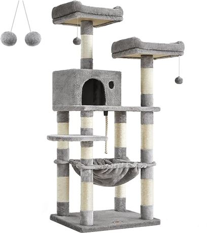 FEANDREA 56.3 Inches Cat Tree Tower, Scratching Post Plush ...