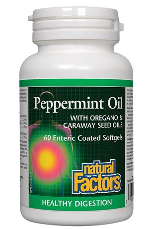 60 Enteric Coated Softgels - Natural Factors Peppermint + Oregano Oil Complex