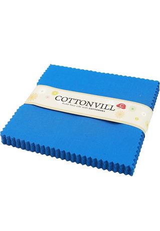 COTTONVILL 30COUNT Cotton Solid Quilting Fabric (5inch Square, 36-Skydiver)