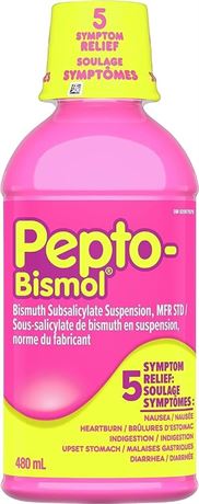 Pepto Bismol Liquid, Upset Stomach Relief, Diarrhea Relief, Heartburn, Nausea, Indigestion, Upset Stomach, Original Flavour, 12oz /480 mL