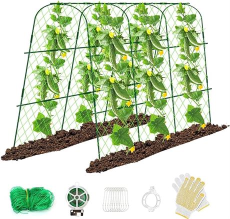 65"×48" - Hoyejyou Cucumber Trellis for Raised Bed, U-Shape Garden Trellis for C