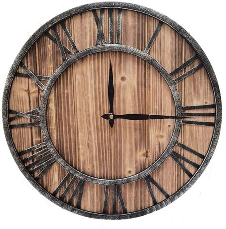Yookay Vintage Wall Clock Large,16-inch Dia Rustic Black Met...