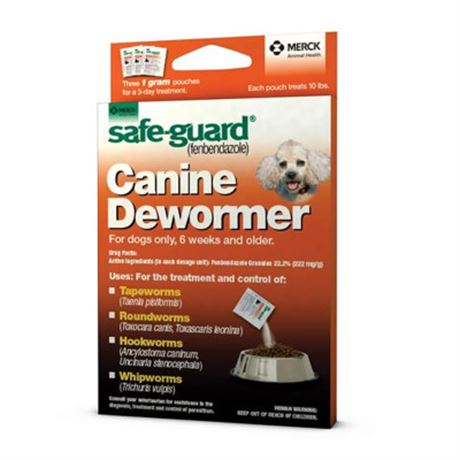 2 Pack, 1 g ea - Safe Guard Canine Dewormer (fenbendazole) 3-day treatment, For