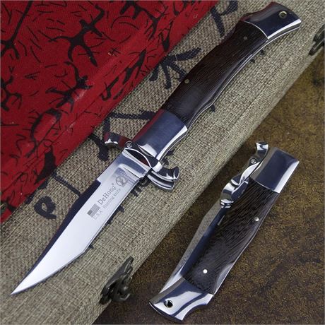 DeHong hunting folding knife, folding pocket knife, wilderness camping survival