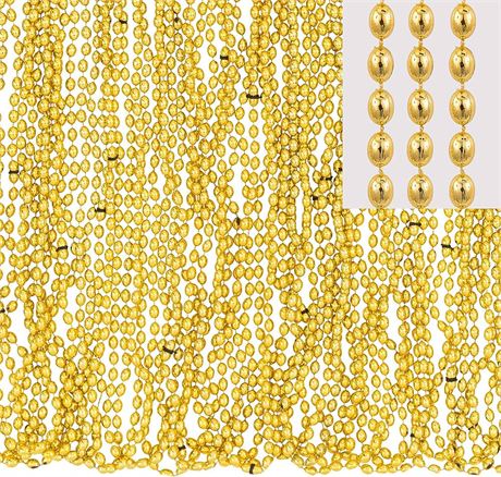 Amscan 395801.19 Accessories, Bead Necklaces, Party Supplies, Gold, 30" 50Ct