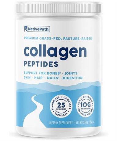 250g/ 8.8 oz - NativePath Collagen Peptides Protein Powder for Skin, Hair, Nails
