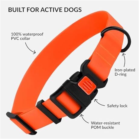 CollarDirect Adjustable Dog Collar Colorful Waterproof Neck Size 14-18"